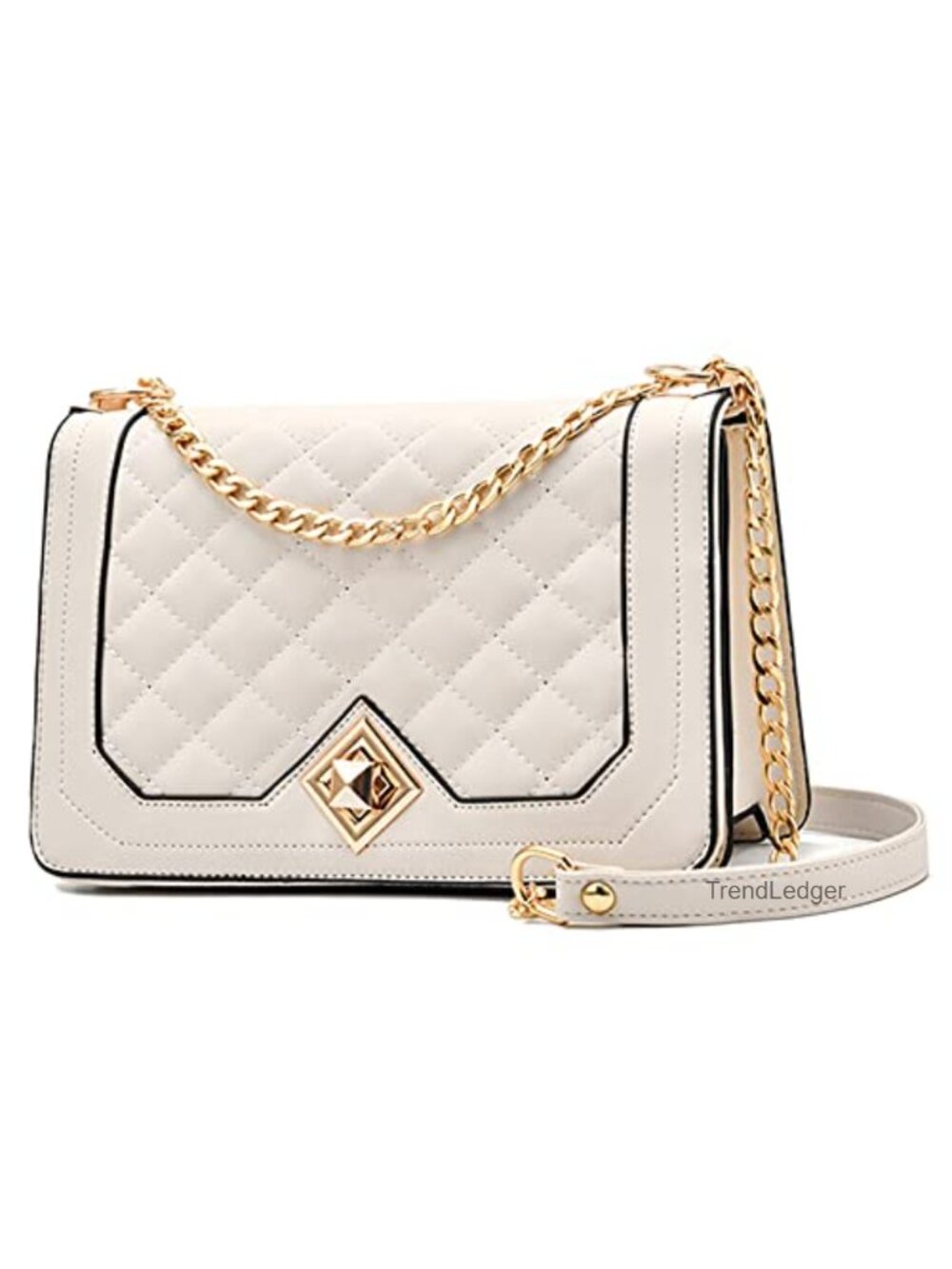 Small PU Leather Quilted Crossbody Bag with Chain Strap